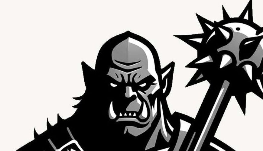 Ein Ork mit Morgenstern. Das passende Logo für das Editorial im Fantasykosmos.