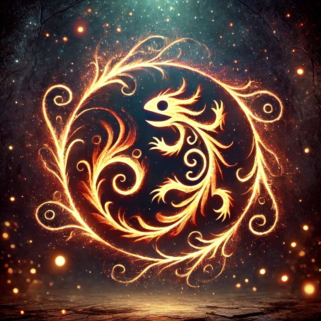 Mirvalis - der gewundene Flussdrache. Das Sternzeichen der Träume. Entspricht im irdischen Horoskop dem Sternzeichen Fische.