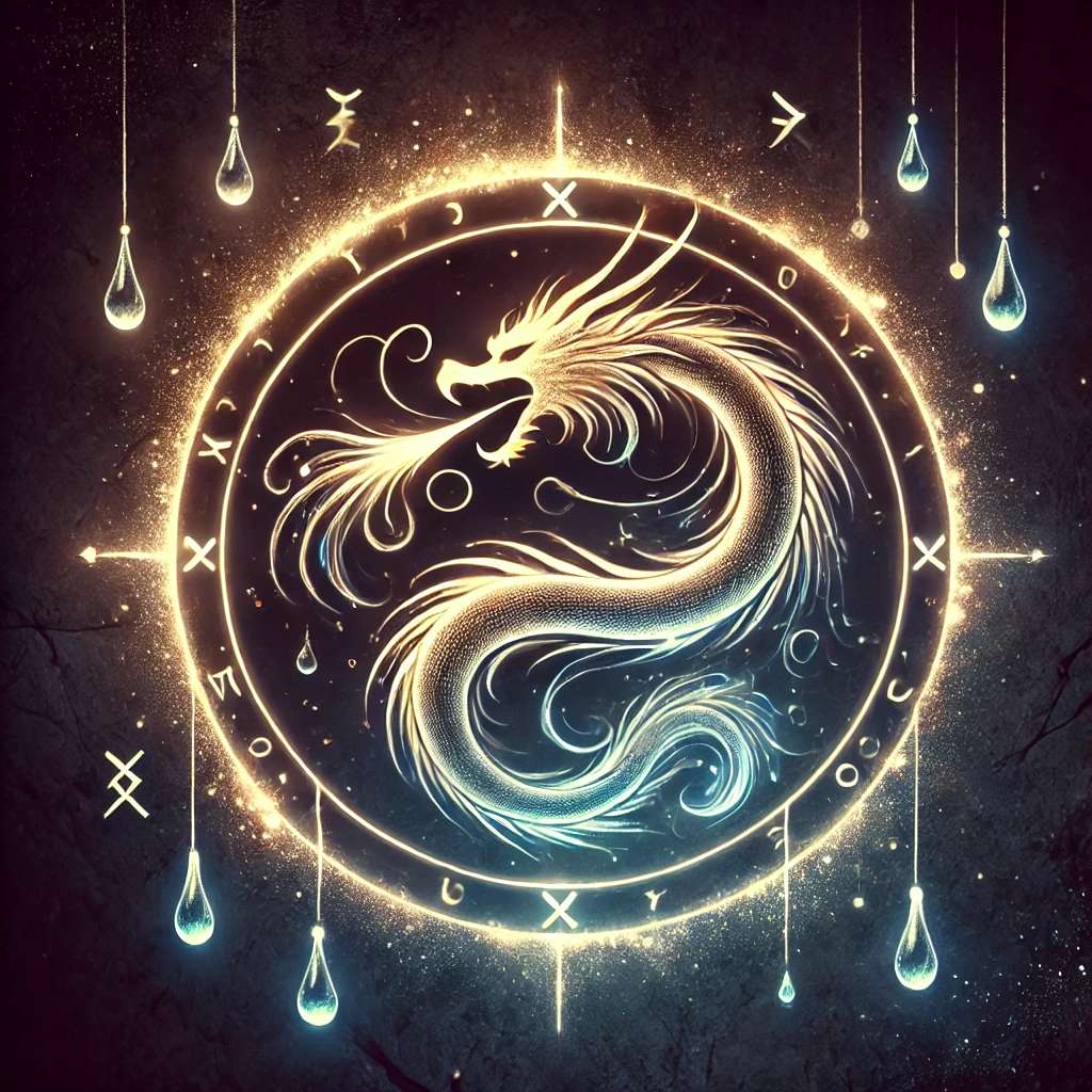 Mirvalis - der gewundene Flussdrache. Das Sternzeichen der Träume. Entspricht im irdischen Horoskop dem Sternzeichen Fische.