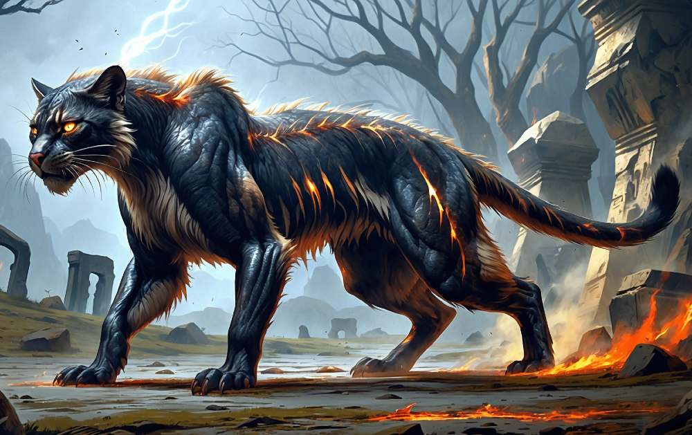 Glutstreifenkatze: Die Jägerin der Flammenwüste