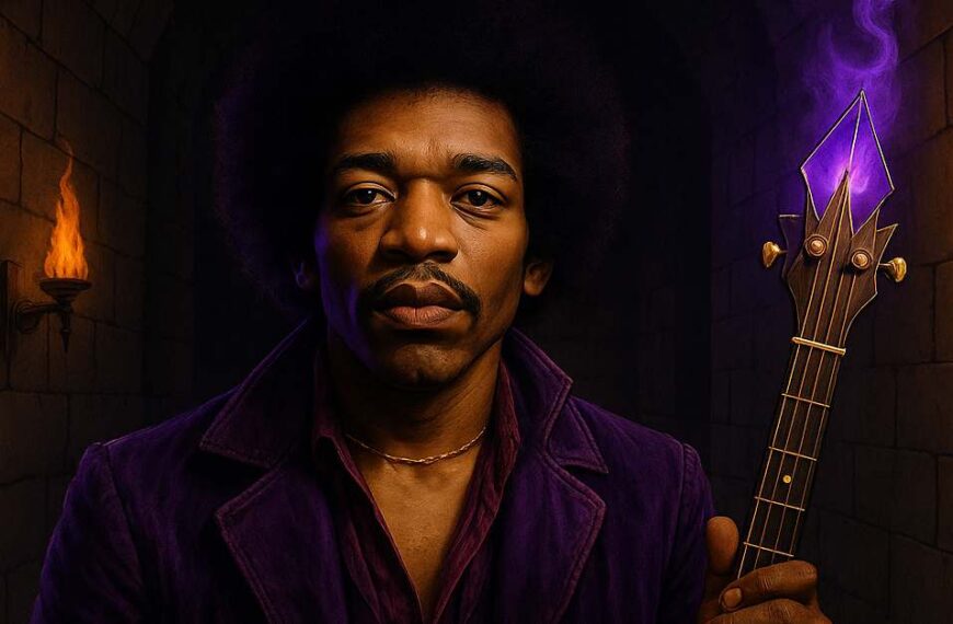 Jimi Hendrix mit dem Brief aus einem violetten Zwischenreich