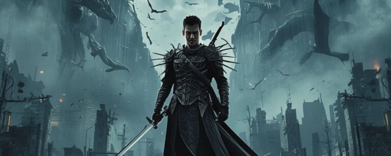 Apokalyptisches Steelbook-Artwork zu Omniscient Reader: The Prophecy mit dunklem Helden vor zerstörter Stadt und fliegenden Kreaturen.