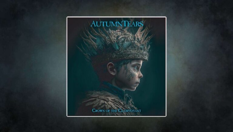 Autumn Tears – Crown of the Clairvoyant: Ein Kind mit dornenartiger Krone, zerfurchtem Gesicht und melancholischem Blick – Sinnbild für das fragile, neoklassische Epos des Albums.