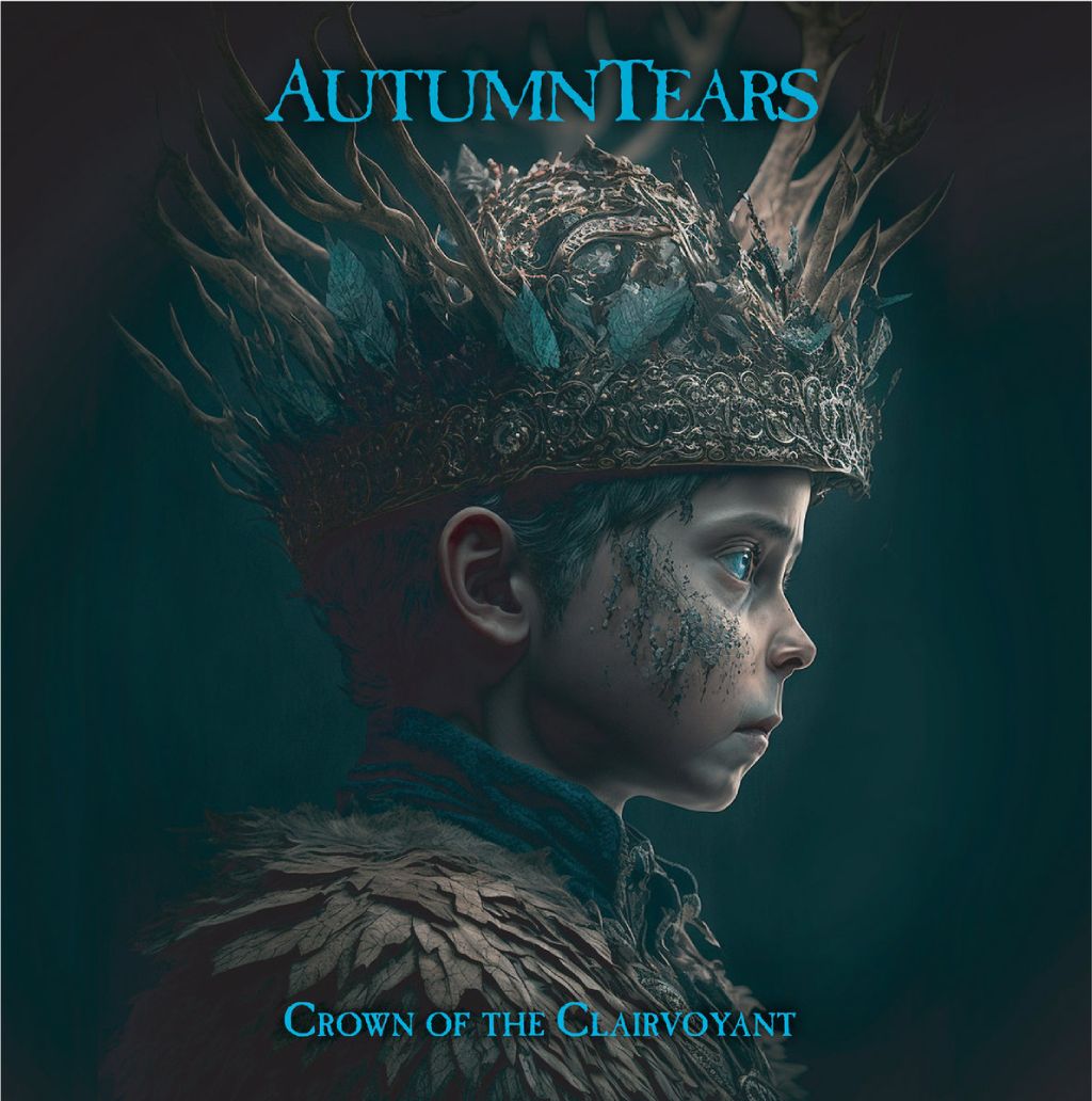 Autumn Tears – Crown of the Clairvoyant: Ein Kind mit dornenartiger Krone, zerfurchtem Gesicht und melancholischem Blick – Sinnbild für das fragile, neoklassische Epos des Albums.