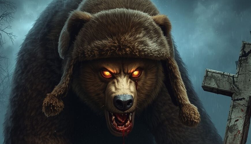 Untoter Bär mit Ushanka auf Friedhof: Während die Presse von Natur spricht, wissen wir längst – hier beginnt die wahre Nekro-Politik.