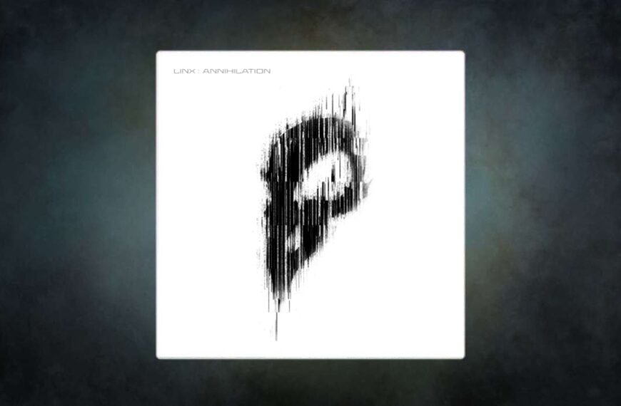 Albumcover LINX – Annihilation: stilisierter schwarzer Totenkopf aus vertikal verlaufenden Linien und digitalen Glitch-Streifen auf weißem Hintergrund