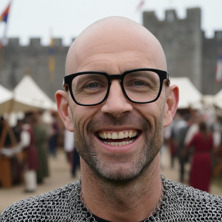 Fantasy Autor Boris von Eisenberg auf einem Mittelalterfestiva in Thüringen.