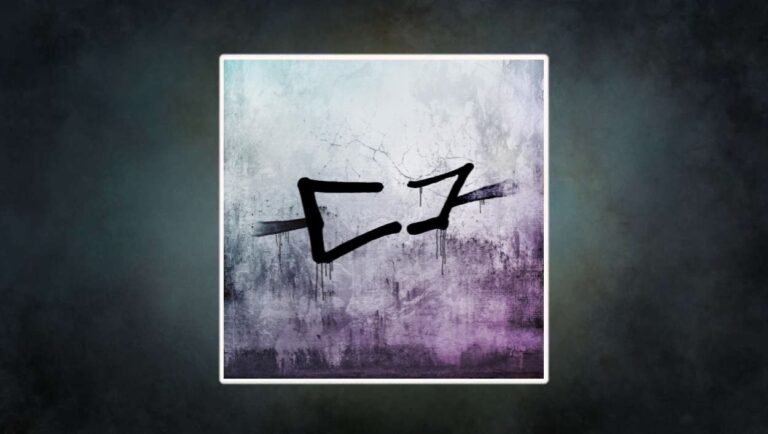 Albumcover Omnium Gatherum – May The Bridges We Burn Light The Way: Graue Betonwand mit violettem Farbverlauf und schwarzem Graffiti-Symbol, minimalistisches Street-Art-Motiv ohne Bandlogo.