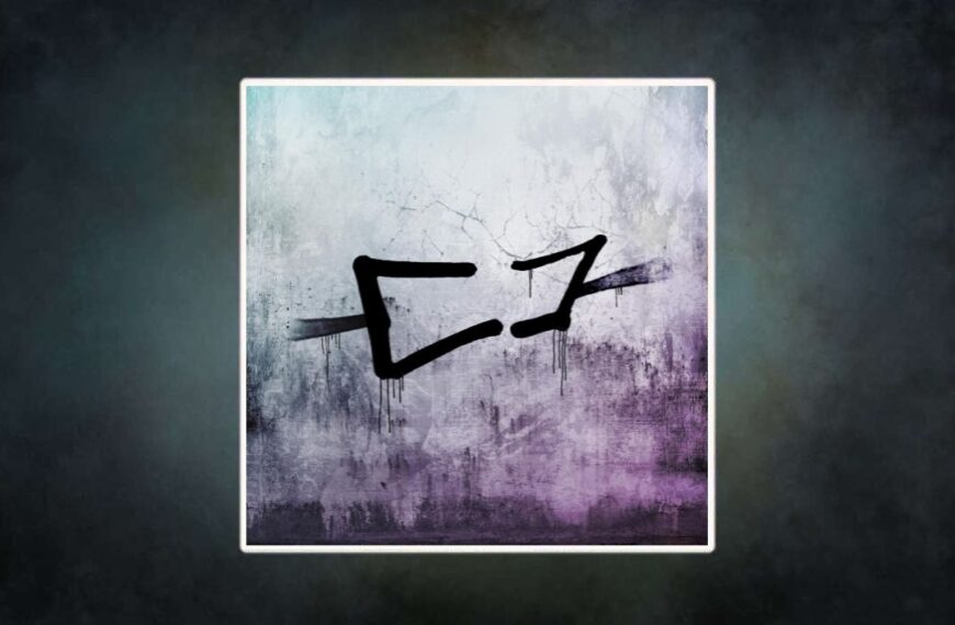 Albumcover Omnium Gatherum – May The Bridges We Burn Light The Way: Graue Betonwand mit violettem Farbverlauf und schwarzem Graffiti-Symbol, minimalistisches Street-Art-Motiv ohne Bandlogo.