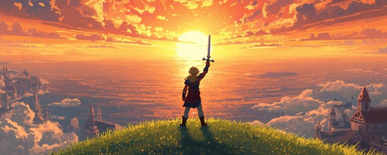 Der Held von Dragon Quest I blickt über Alefgard im neuen HD-2D-Stil – Sinnbild für die Wiedergeburt der klassischen JRPG-Ära.