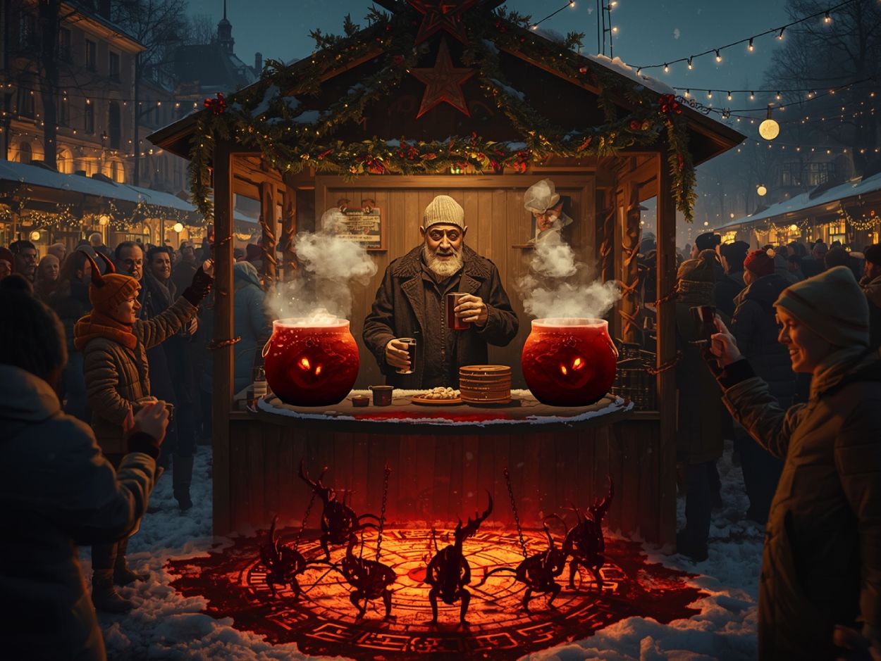 Überfüllter Auktionssaal mit Auktionator links und einem riesigen Klimt Parodie Bild rechts, das eine lächerliche Comicfigur mit großer Nase und leerem Blick vor goldenem Ornamenthintergrund zeigt.