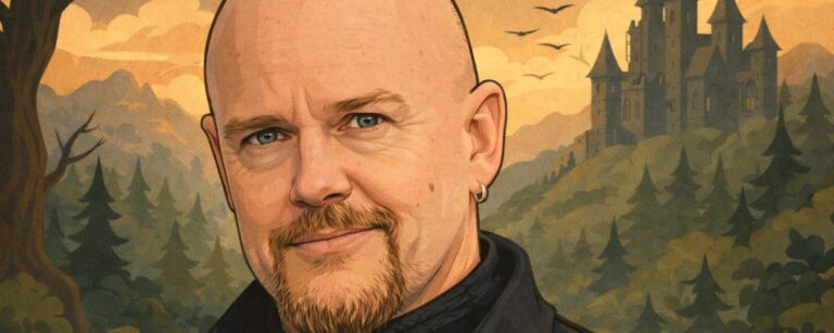 Portrait des Fantasy Autors Tad Williams als Cartoon BIld.