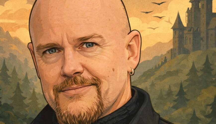 Portrait des Fantasy Autors Tad Williams als Cartoon BIld.