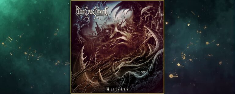 Albumcover Blood Red Throne Siltskin – halb verwischtes Gesicht, das in einem Strudel aus Knochen, Tentakeln, Wirbelsäulen und Schädeln versinkt, in braun violetten und grauen Farbtönen vor dunklem Hintergrund