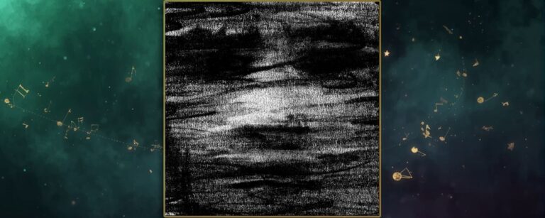 Albumcover Born Erased Birds Drink My Blood – abstrakte Schwarzweißfläche aus verwischten Kohlestrichen, in deren Mitte vage die Andeutung eines Gesichts oder einer Spiegelung auf dunklem Wasser erkennbar ist.