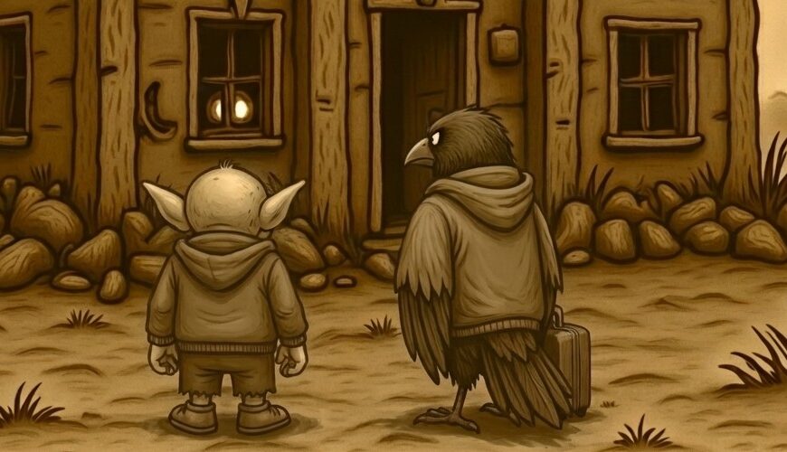 Crowbah und Grabhold: Außenansicht des verfallenen Speckschlosses, Licht im Fenster, Schrei aus dem Inneren.