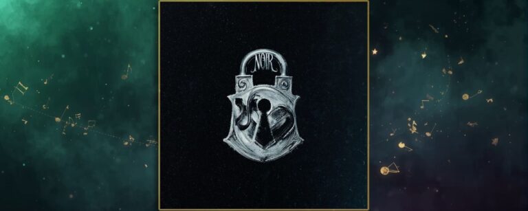 Albumcover Lord Of The Lost Opvs Noir Vol. 2 – schwarzer Hintergrund mit weiß gezeichnetem Vorhängeschloss, dessen Front ein Herz mit Schlüsselloch zeigt, oben im Bügel steht der Schriftzug NOIR