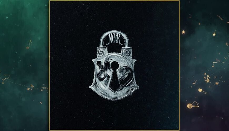 Albumcover Lord Of The Lost Opvs Noir Vol. 2 – schwarzer Hintergrund mit weiß gezeichnetem Vorhängeschloss, dessen Front ein Herz mit Schlüsselloch zeigt, oben im Bügel steht der Schriftzug NOIR