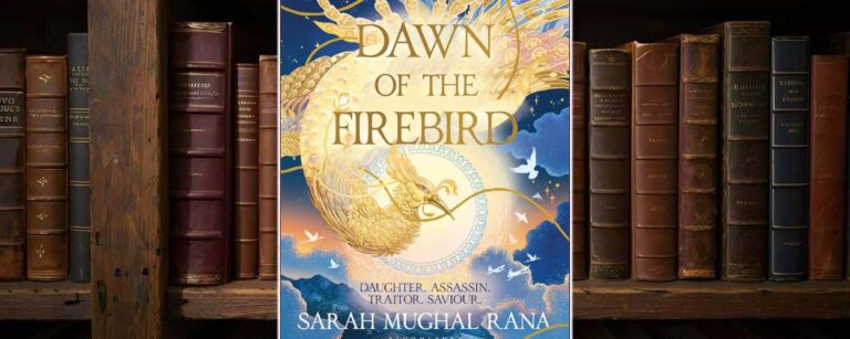 Buchcover von „Dawn of the Firebird“: ein stilisierter, flammender Feuervogel in warmen Rot und Goldtönen vor dunklem Hintergrund, darüber der Titelzug in dekorativer Schrift.