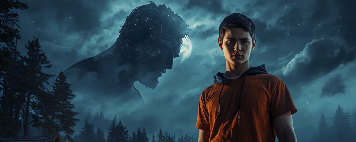 Hero-Banner zur News „Percy Jackson Staffel 3“ – stimmungsvolles Mythosmotiv mit Camp-Setting und Titanen-Drohkulisse.