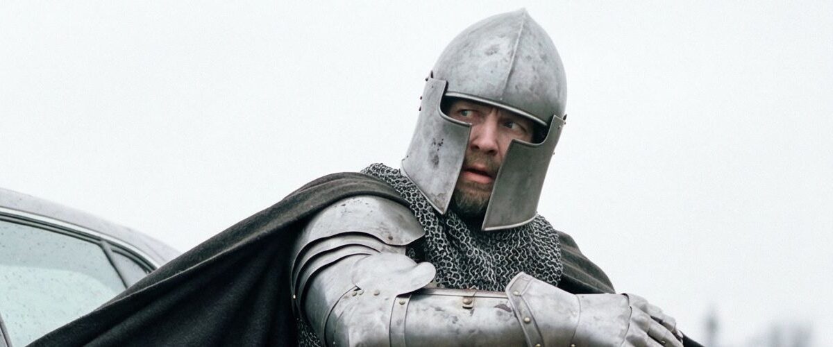 Meme: Ein Ritter in Rüstung steigt heroisch aus einem Auto, sein Cape klemmt in der Tür; Text warnt, Capes nicht auf 100% Halten zu skillen.