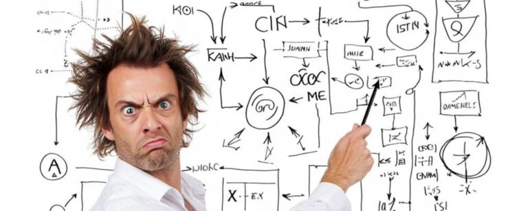 Meme mit Text „Albin von Klüftenstein (Fantasy Autor) stellt das Magiekonzept seiner Tetralogie ‚Die Stille des Donners‘ vor.“ Darunter zeigt ein wütender Mann auf eine Whiteboard-Tafel voller Pfeile, Kästchen und Skizzen; „fantasykosmos.de“ unten.