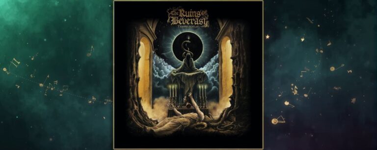 Ölgemaltes Albumcover: organisch verwachsene Tempelsäulen rahmen einen Altarraum, auf dessen Thron eine verhüllte Gestalt vor einer schwarzen Sonnenfinsternis sitzt; darüber windet sich eine Schlange, im Vordergrund liegt eine gewandete Figur am Boden, umgeben von Kerzenleuchtern und Wurzeln.