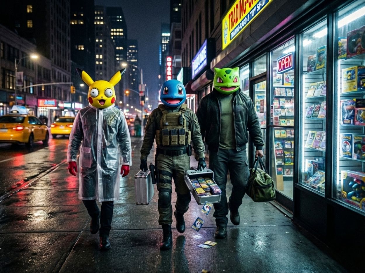 Schmutziger SB-Bereich einer Bank mit mehreren Geldautomaten; rechts eine graue Stahltür mit verblasstem Sparkassen-Symbol, davor rot-weißes Absperrband und Spurennummern, aus der Bodenfuge steigt grünlich leuchtender, runenartiger Nebel auf.