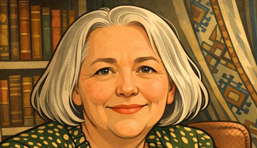 Eine Cartoon Version des Portraits der britischen Fantasy-Autorin Susanna Clarke.