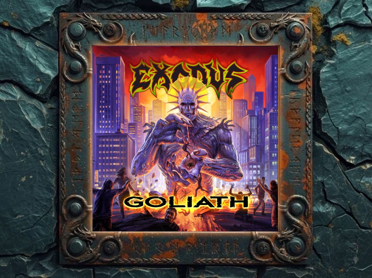 Albumcover von Angus McSix and the All-Seeing Astral Eye: knallbunte Weltraum-Fantasy-Szene mit riesigem Angus-McSix-Logo, kosmischem Auge, Skelettmagier, Ork, Kriegerfiguren, Laserstrahlen, Galaxien und apokalyptischem Sternenbombast.