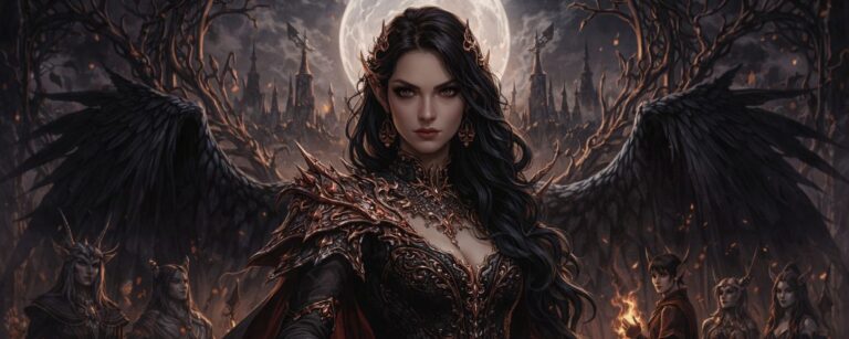 Mächtige Romantasy-Figur vor einem mondbeschienenen Feenhof als Symbolbild für Sarah J. Maas’ Forderung nach kreativer Kontrolle bei ACOTAR.