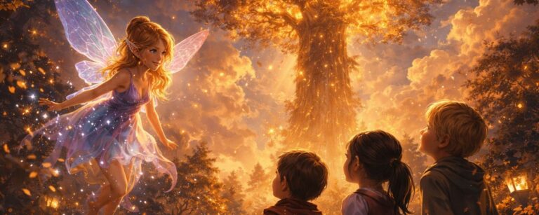 Symbolbild zu Nicola Coughlan im Fantasyfilm Der Wunderweltenbaum: eine leuchtende Fee vor einem magischen Baum.