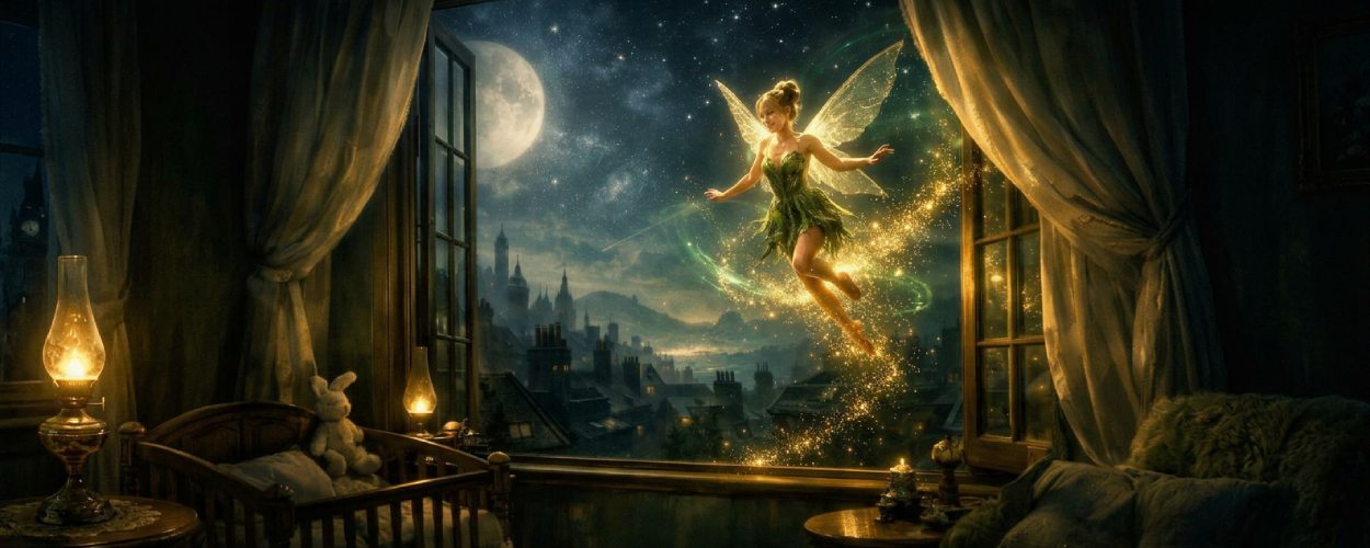 Leuchtende Fee in einer nächtlichen Fantasy-Szene als Sinnbild für Disneys geplante Tinkerbell-Serie.