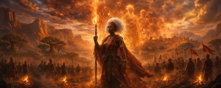 Children of Blood and Bone zeigt eine junge Maji-Kriegerin in Orïsha, umgeben von Magie, Ahnengeistern und aufziehendem Aufstand.