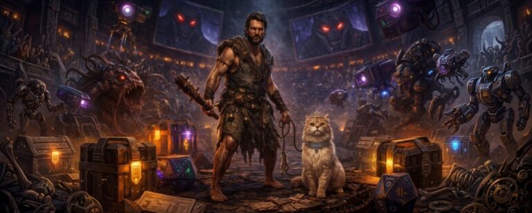 Dungeon Crawler Carl als Tabletop-RPG mit Crawler, königlicher Katze, Lootboxen, Würfeln und einer tödlichen Alien-Show im Dungeon.