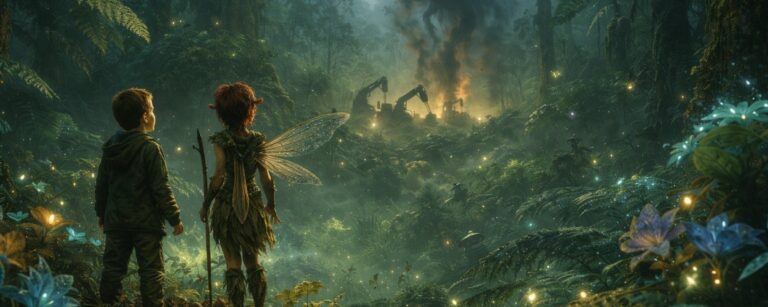 Das FernGully Remake zeigt einen magischen Regenwald mit Feen, einem geschrumpften Menschen und drohender Industrie im Hintergrund.