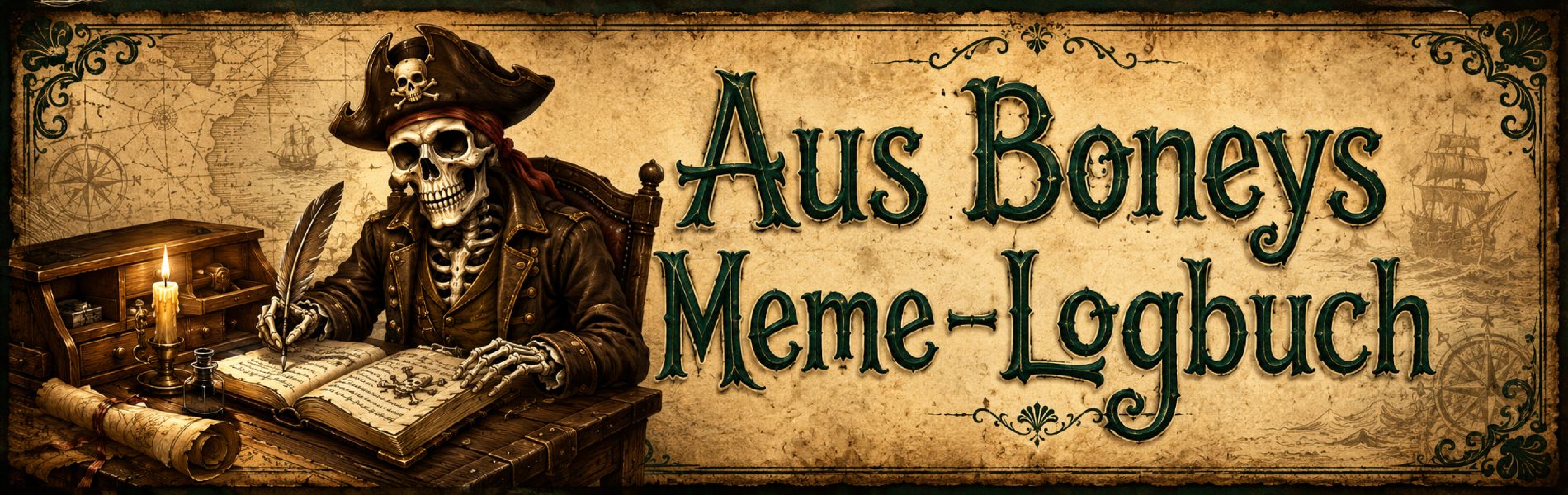 Boney Jones an seinem Schreibtisch. Hier schreibt er sein Meme Logbuch.