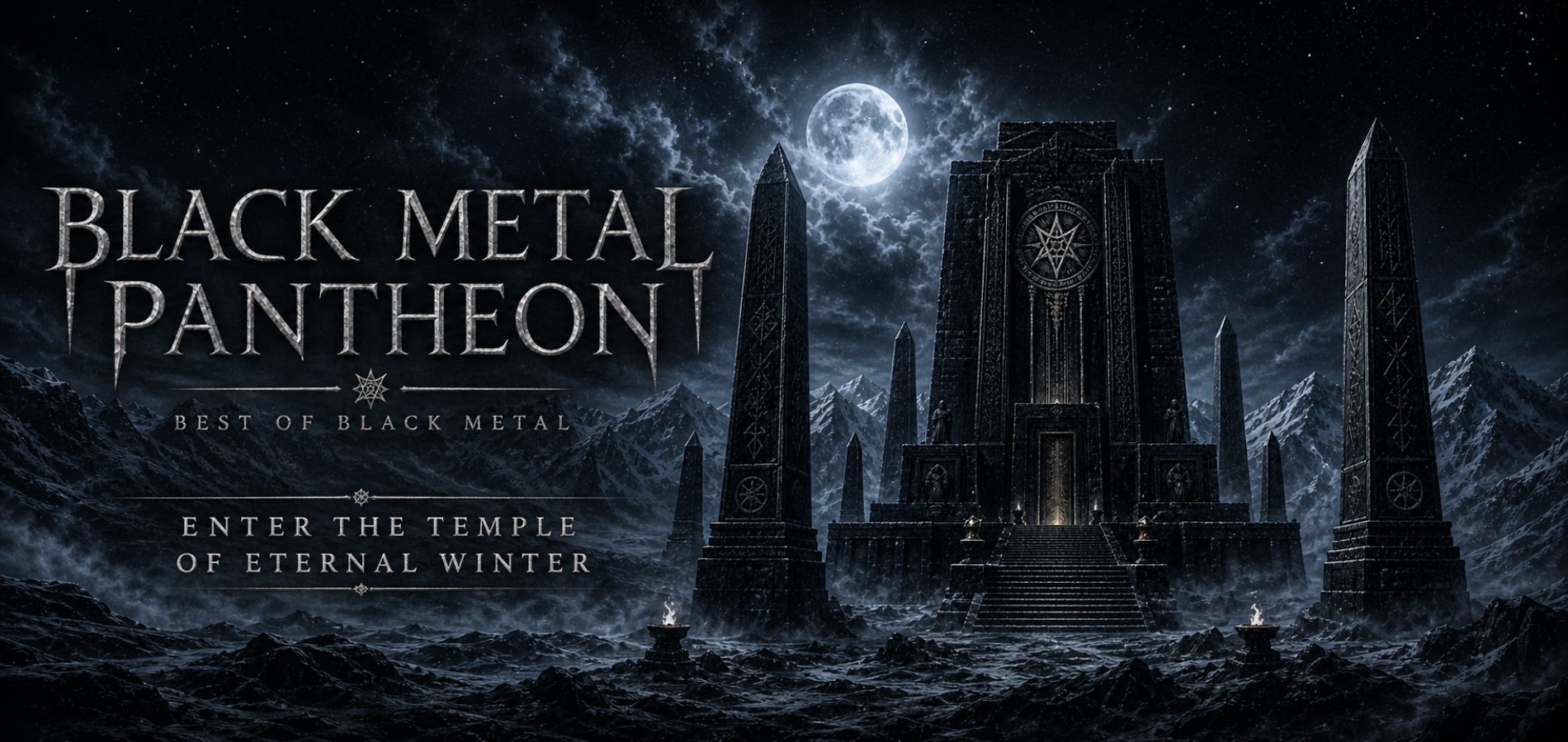 Der Banner für die Blackmetal Playlist BLACK METAL PANTHEON bei Spotify.