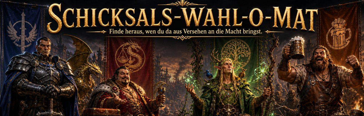 Der Banner zum Schicksals-Wahl-O-Maten. Die Fantasy Wahl in den Zwischenreichen.