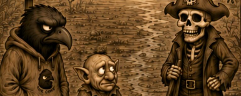 Crowbah und Grabhold treffen den Fährmann Boney an einem trockengefallenen Unterwelt-Fährübergang.