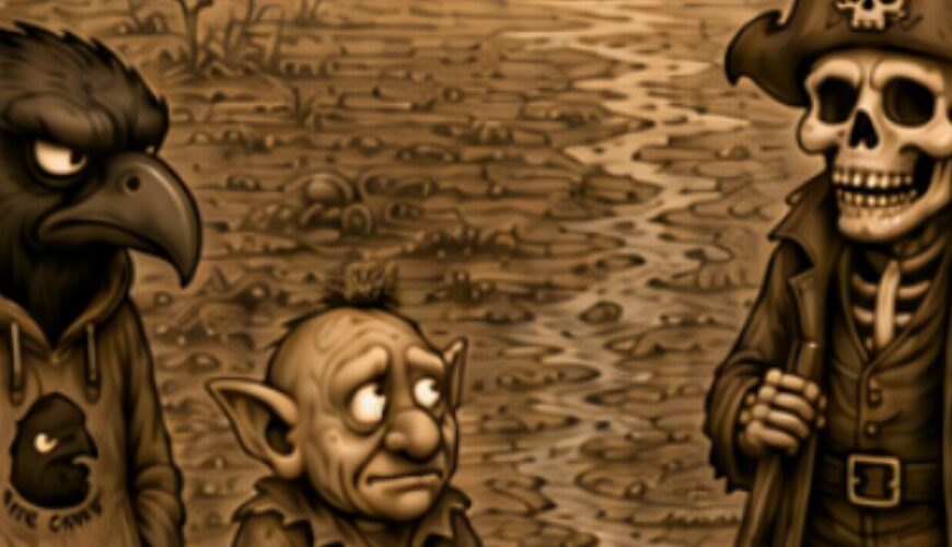 Crowbah und Grabhold treffen den Fährmann Boney an einem trockengefallenen Unterwelt-Fährübergang.