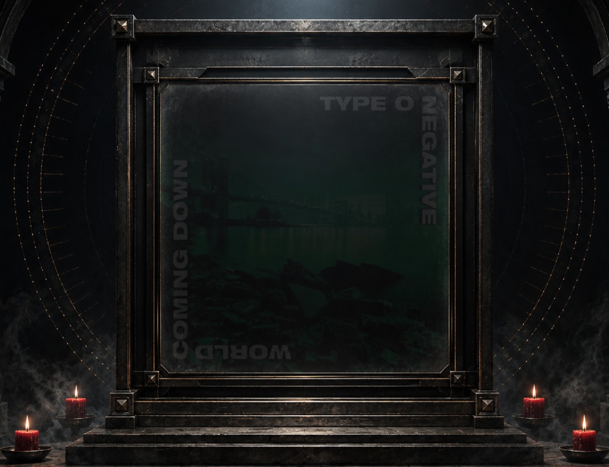 Das Cover von Type O Negative – World Coming Down auf einem finsteren, okulten Altar.