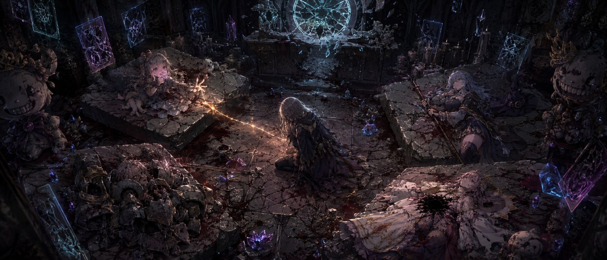 Annihilated mit vier gebrochenen Helden in einem düsteren Dungeon, von denen nur einer gerettet werden kann.