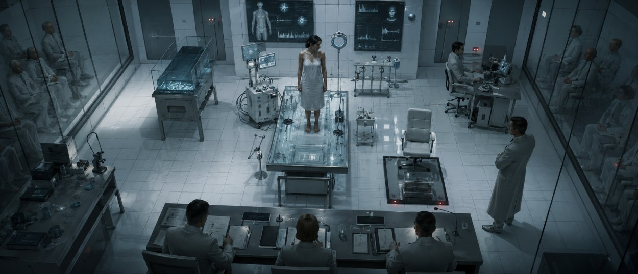 Corpus Delicti Trailer mit einer kühlen Zukunftsdystopie über Gesundheit, Überwachung und staatliche Kontrolle.
