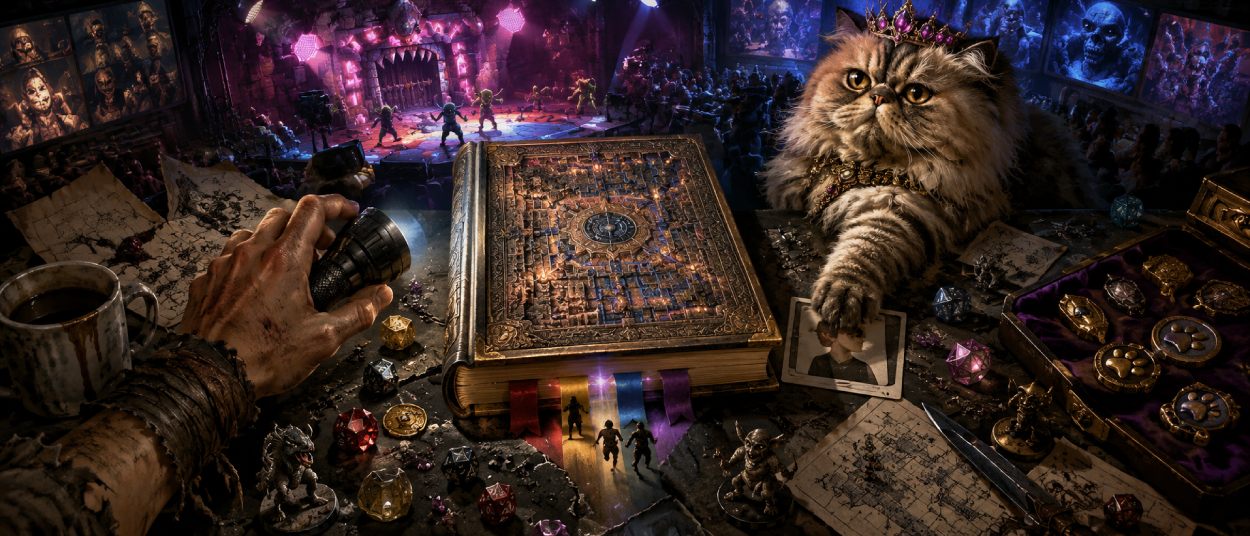 Dungeon Crawler Carl Deluxe Edition als Sammler-Hardcover mit Labyrinth, Carl, Princess Donut und chaotischem Fantasy-Dungeon.