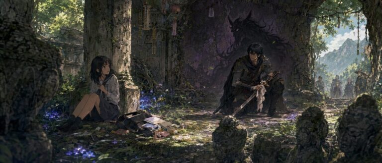 Noriko und Izark begegnen sich im Fantasy-Anime From Far Away in einer fremden Welt, während ein dunkles Wesen in dem Krieger erwacht.