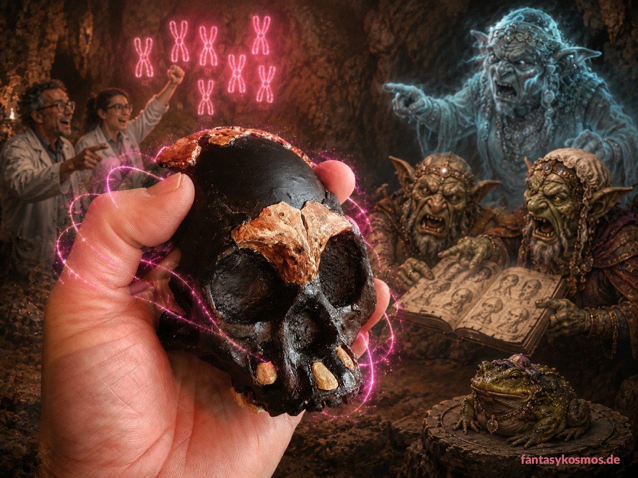 Fantasy-Szene eines historischen Tiermarkts, auf dem Menschen Bärenhunde und weitere absurde Kreaturen wie Rückwärtselche, Flötenkröten und Schemelgreife an begeisterte Händler aus den Zwischenreichen verkaufen.