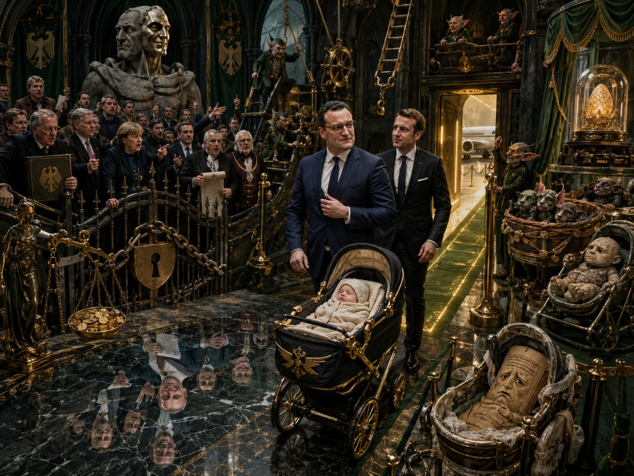 Satirische Fantasy-Szene mit Joshua Kimmich in einem verfluchten DFB-Teamhotel, dessen endlose Flure immer wieder zu Videoanalysen und taktischen Besprechungsräumen führen.