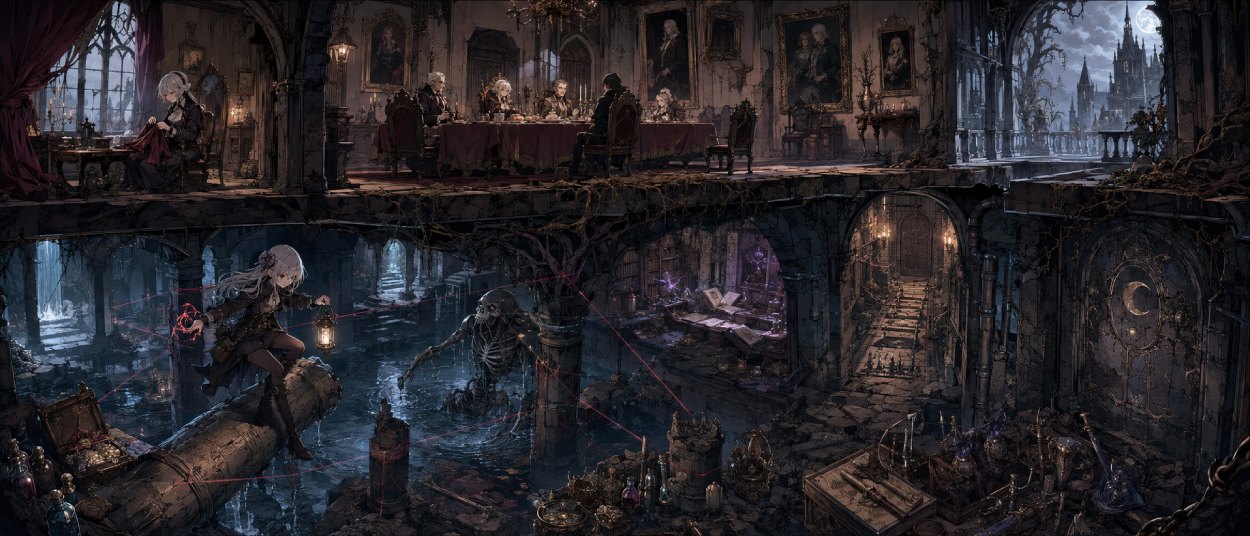Die junge Vampirin Mercedes Grunewald erkundet in Mercedes and the Waning Moon einen gefährlichen Dungeon unter dem Anwesen ihrer Familie.
