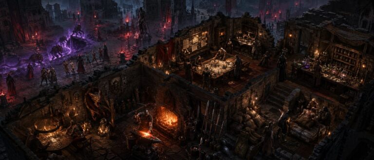 Prelude Dark Pain als Dark-Fantasy-Strategie-RPG mit Schmiede, Heldenbasis, Monsterjagd und Aufstand in Statera.
